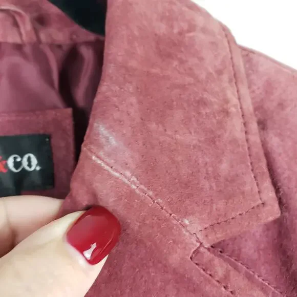 Style & Co Women's 14 Suede Leather Jacket Rusty Red Distressed Western Boho - Picture 4 of 8